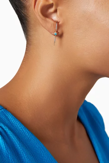 Starburst Turquoise Diamond Single Earring in 18kt Rose Gold