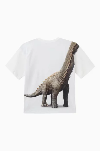 Dino Meeting Graphic Print T-shirt in Organic Cotton