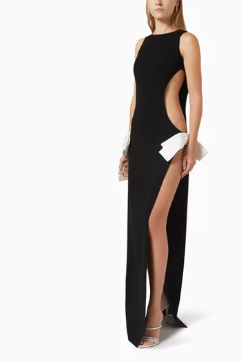 Side Cutout Maxi Dress in Crepe