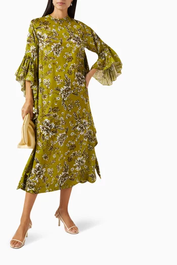 Tulum Midi Dress in Cotton Silk