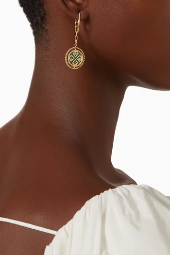 Lace Link Diamond & Malachite Drop Earrings in 18kt Gold