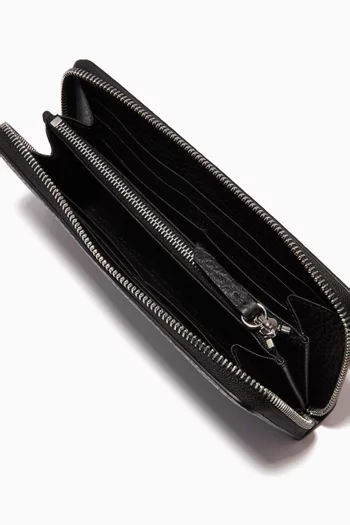 Four-stitch Long Wallet in Grained Leather