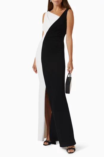 Honor Colour-blocked Gown in Stretch-crepe
