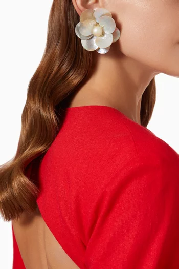 Celeste Flower Clip-on Earrings in Gold-plated Brass