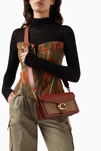 Tabby 26 Signature-print Shoulder Bag in Coated-canvas & Leather