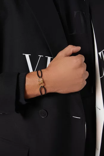 Valentino Garavani VLogo Signature Bracelet in Metal & Nappa Leather