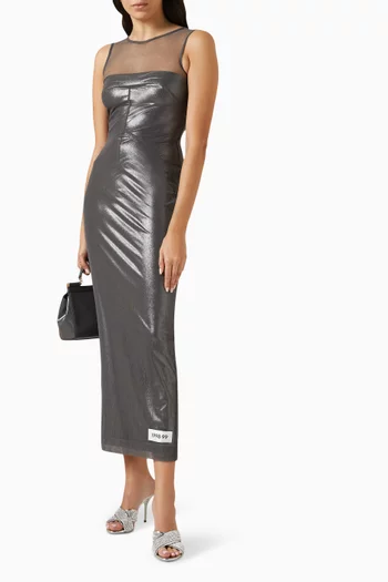 x Kim Foiled Maxi Dress in Jersey & Tulle