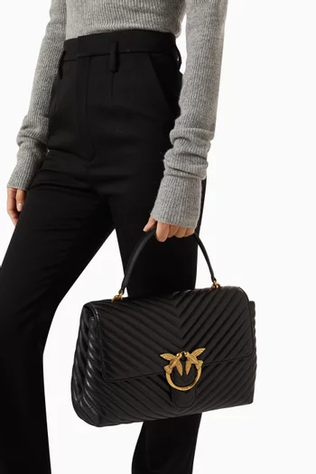 حقيبة لوف ليدي كلاسيكية منفوخة جلد بخطوط شيفرون