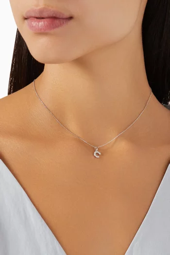C Letter Diamond Necklace in 18kt White Gold