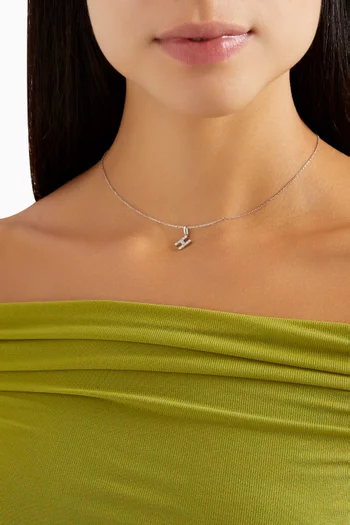 H Letter Diamond Necklace in 18kt White Gold