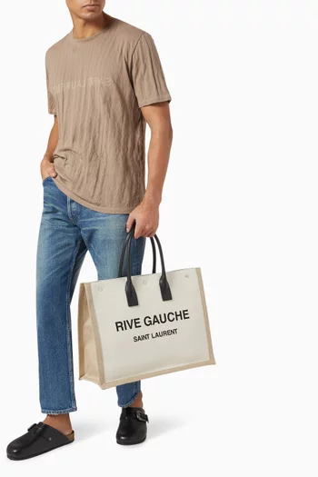 حقيبة يد كبيرة قنب وجلد بشعار Rive Gauche