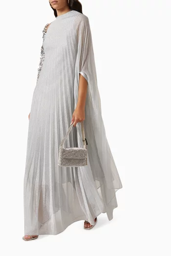 Aisha Pleated Cape Maxi Dress in Lurex-blend