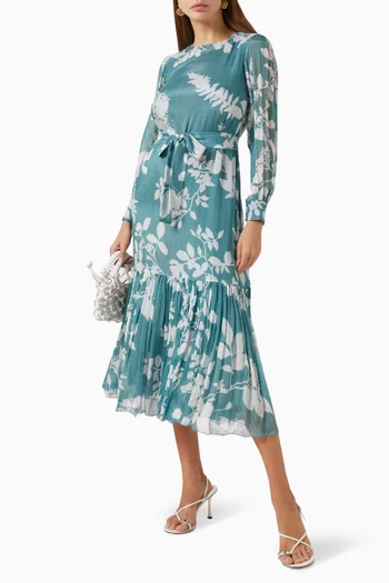Floral Tiered Midi Dress in Chiffion