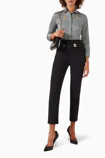 Tasseled Tuxedo Shirt in Chevron Weave Cotton