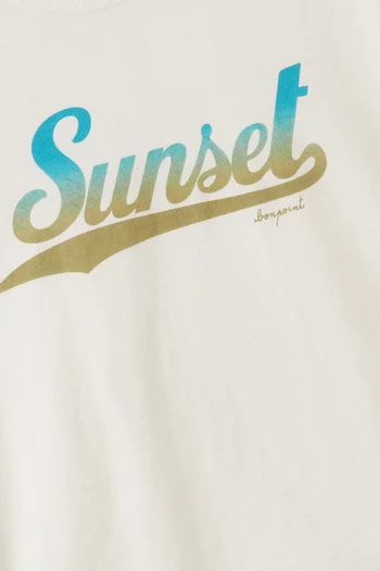 تي شيرت بطبعة Sunset قطن