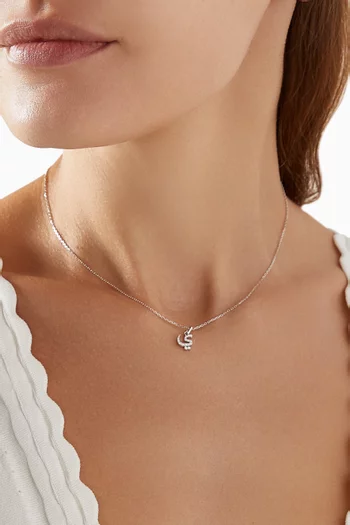 Arabic Letter Y ي Diamond Necklace in 18kt White Gold