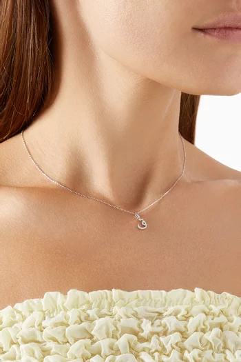 Arabic Letter Q ق Diamond Necklace in 18kt White Gold