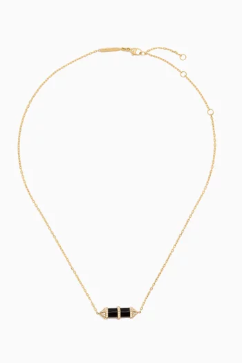 Chakra Small Black Onyx & Diamond Necklace in 18kt Gold