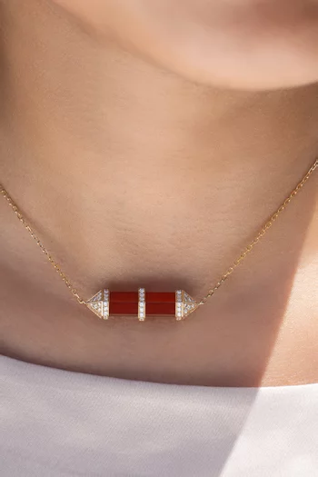 Chakra Medium Red Carnelian & Diamond Necklace in 18kt Gold