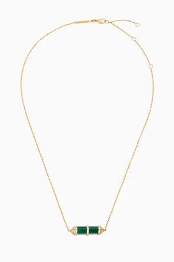 Chakra Medium Malachite & Diamond Necklace in 18kt Gold