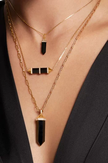 Chakra Medium Black Onyx & Diamond Necklace in 18kt Gold
