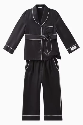 Contrast-piping Pyjama Pants in Silk