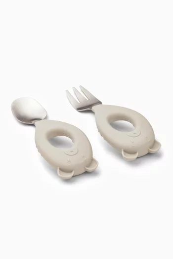 Stanley Bear-motif Baby Cutlery Set in Silicone & Stainless Steel
