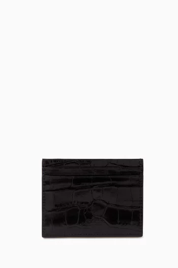 Kios Card Holder in Croc-embossed Leather
