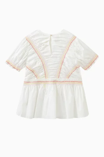 Pia Sunray Smocked Blouse in Cotton