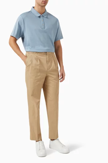 Belted Trousers in Cotton Stretch