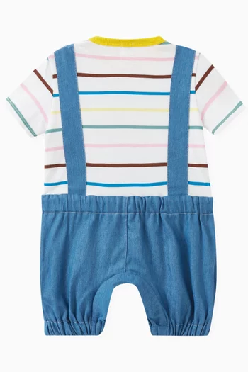 Baby Milo Suspenders Layered Romper in Cotton
