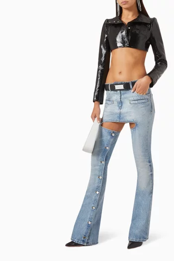 Cut-out Button Jeans in Denim