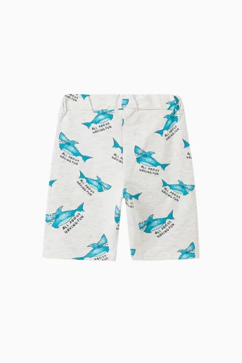 Shark Print Shorts in Stretch Organic Cotton