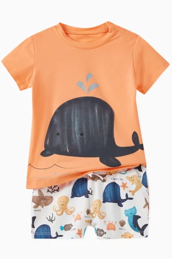 Whale-print T-shirt in Cotton