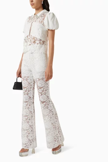 High-waist Pants in Corded Lace
