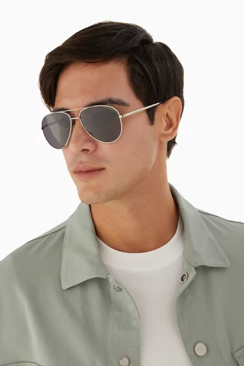 James Aviator Sunglasses in Stainless Steel