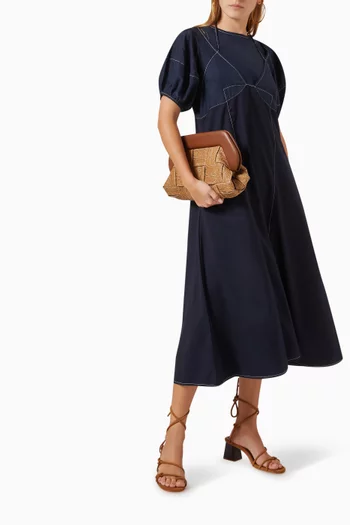 Corset-stitch Midi Dress in Viscose-blend