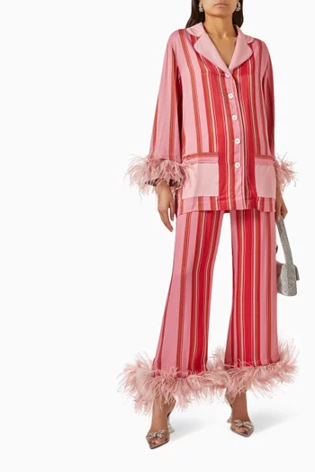 Detachable Feather Party Pyjama Set in Viscose
