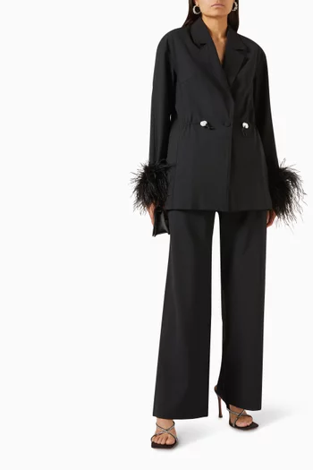 Girl with Pearl Button Blazer in Stretch Wool-blend