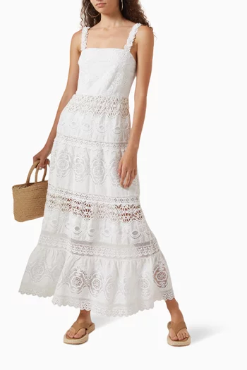 Alora Embroidered Maxi Dress in Linen