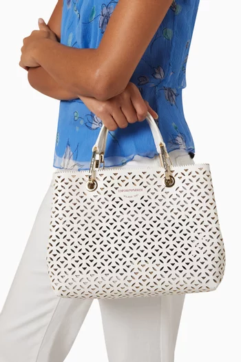 Small MyEA Tote Bag in Perforated Faux-leather