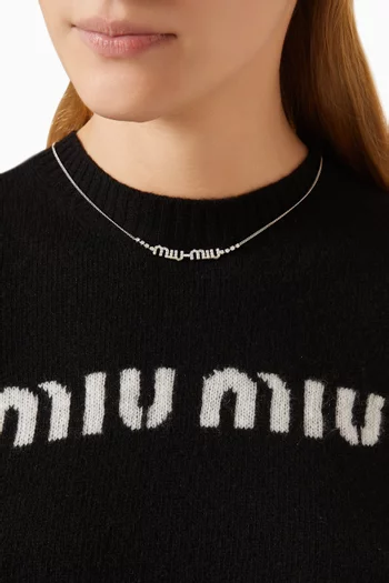Crystal-embellished Logo Necklace in Metal