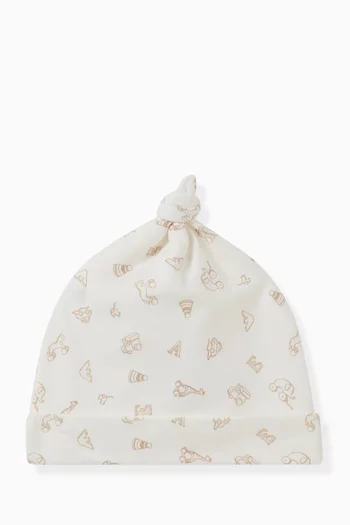 Printed Beanie in Cotton-knit