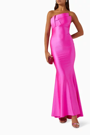 Strapless Gown in Stretch-jersey