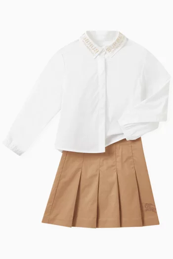EKD Pleated Skirt in Cotton Twill
