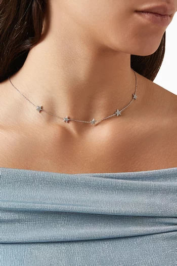 Crystal Star Chain Necklace in Sterling Silver