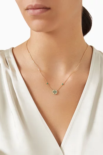 Lace Petite Malachite & Diamond Necklace in 18kt Gold
