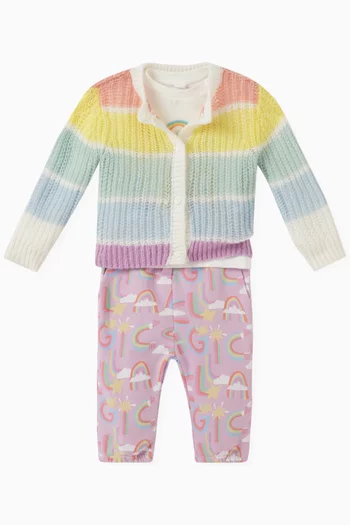 Rainbow-print Knit Cardigan in Cotton