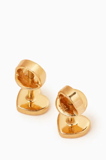 Mini Heart Enamel Stud Earrings in 18kt Gold