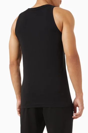 Logo Patch Tank Top in Cotton Stretch